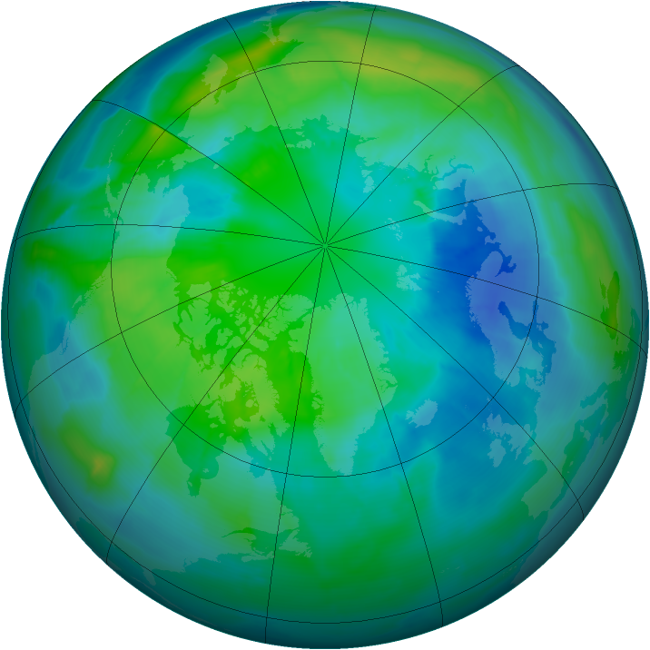 Arctic ozone map for 05 October 2013
